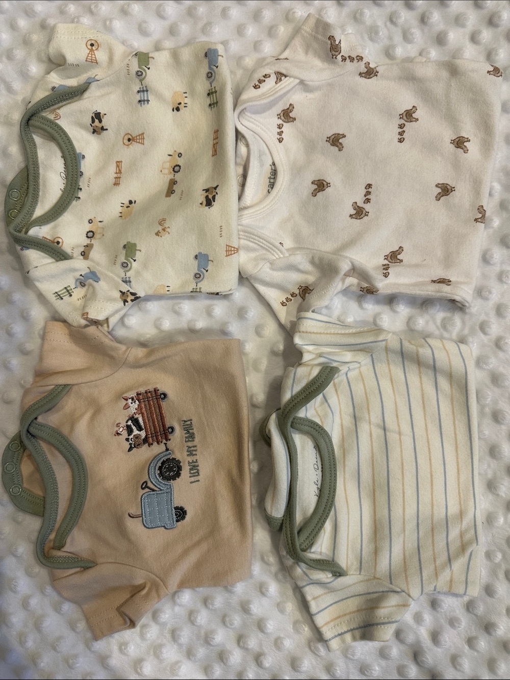4-Pack Neutral Baby Short Sleeve Bodysuits - Farm and animals